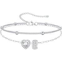 PROSTEEL Anklets for Women Waterproof Initial Heart Silver Ankle Bracelet Adjustable Foot Chain for Beach Summer Jewellery Gift for Her