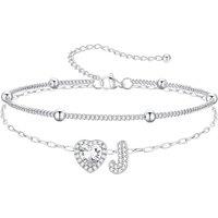PROSTEEL Anklets for Women Waterproof Initial Heart Silver Ankle Bracelet Adjustable Foot Chain for Beach Summer Jewellery Gift for Her