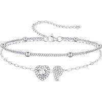 PROSTEEL Anklets for Women Waterproof Initial Heart Silver Ankle Bracelet Adjustable Foot Chain for Beach Summer Jewellery Gift for Her