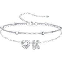 PROSTEEL Anklets for Women Waterproof Initial Heart Silver Ankle Bracelet Adjustable Foot Chain for Beach Summer Jewellery Gift for Her