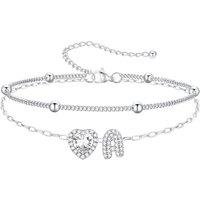 PROSTEEL Anklets for Women Waterproof Initial Heart Silver Ankle Bracelet Adjustable Foot Chain for Beach Summer Jewellery Gift for Her