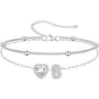 PROSTEEL Anklets for Women Waterproof Initial Heart Silver Ankle Bracelet Adjustable Foot Chain for Beach Summer Jewellery Gift for Her