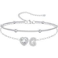 PROSTEEL Anklets for Women Waterproof Initial Heart Silver Ankle Bracelet Adjustable Foot Chain for Beach Summer Jewellery Gift for Her