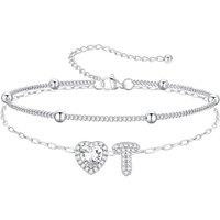 PROSTEEL Anklets for Women Waterproof Initial Heart Silver Ankle Bracelet Adjustable Foot Chain for Beach Summer Jewellery Gift for Her