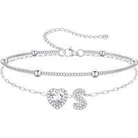 PROSTEEL Anklets for Women Waterproof Initial Heart Silver Ankle Bracelet Adjustable Foot Chain for Beach Summer Jewellery Gift for Her