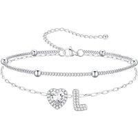 PROSTEEL Anklets for Women Waterproof Initial Heart Silver Ankle Bracelet Adjustable Foot Chain for Beach Summer Jewellery Gift for Her