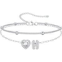 PROSTEEL Anklets for Women Waterproof Initial Heart Silver Ankle Bracelet Adjustable Foot Chain for Beach Summer Jewellery Gift for Her