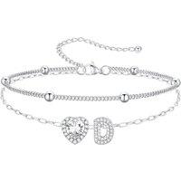 PROSTEEL Anklets for Women Waterproof Initial Heart Silver Ankle Bracelet Adjustable Foot Chain for Beach Summer Jewellery Gift for Her