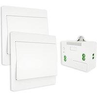 MOES Wireless Light Switch Kit, Kinetic No Wiring No Battery Easy Installing, Outdoor Remote Control (2 RF and 1 Receiver) RF 1 Receiver 2 Switch