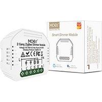 MOES Mini DIY ZigBee Smart Dimmer Switch Module, 2 Gang, Needs Neutral Line, Smart Life Tuya App, Wireless Remote Control, Alexa Google Home Voice Con