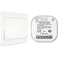 MOES Wireless Light Switch Kit, No Battery No Wiring No Capacitor No Hub Required, RF433 + WiFi Remote Control, 1 Gang Rocker Switch with Receiver Kit