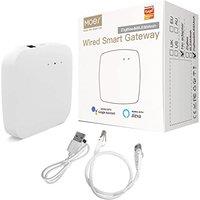 MOES Tuya Smart Wired Hub, Multi-mode with ZigBee, WiFi & BLE, Security Modes for Home Protection, Control via Smart Life app & Voice Control Using Al