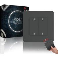 MOES ZigBee Smart Scene Switch with Star Ring Design - Requires MOES ZigBee Gateway, One Button Toggling, Whole House Linkage, 4 Gang - Grey