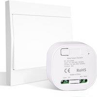 MOES Self-Powered RF Lighting Control System, Battery-Free No WiFi No Wiring Needed Light Switch Kit, 10A Receiver for Lamps 90-250V, (1 Receiver &1 P