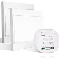 MOES Self-Powered RF Lighting Control System, Battery-Free No WiFi No Wiring Needed Light Switch Kit, 10A Receiver for Lamps 90-250V, (1 Receiver &2 P