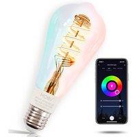 MOES Alexa Smart Light Bulb E27 Vintage, WiFi RGB LED Lamp, Dimmable, 5W, 2700K-6500K Warm White Cold White, Edison Bulb, 16 Million Colours, Compatib