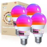 MOES Smart Bulb E27 A60 Light Bulbs, Matter Over WiFi, 9W 806lm 2700K-6500K RGB Dimmable 16 Million Colour Warm White Changing, Compatible with Alexa/