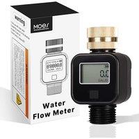 MOES Garden Water Flow Meter with Pure Brass Inlet, Digital Litre Meter for Garden Hose, Measures Water Consumption & Flow Rate, Perfect for Caravan T