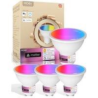MOES Smart Bulb GU10 Light Bulbs, Matter Over WiFi, 5W 400lm 2700K-6500K RGB Dimmable 16 Million Colour Warm White Changing, Compatible with Alexa/Goo