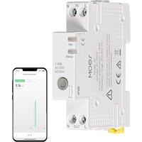 MOES WiFi Smart Relay Circuit Breaker DIN Rail - V0 Fireproof, Energy Monitoring, Remote/Timer/Voice Control via Tuya Smart App, Compatible with Alexa