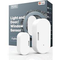 MOES ZigBee Door/Window Sensor with Light Detection (0-3000Lux) - Requires MOES ZigBee Hub, Mobile Status Monitoring, Historical Records, Low Battery