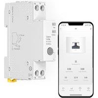 MOES ZigBee Smart Relay Circuit Breaker DIN Rail - V0 Fireproof, Energy Monitoring, Remote/Timer/Voice Control via Tuya Smart App, Compatible with Ale