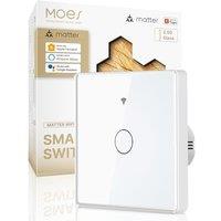 MOES Matter Smart Light Switch, Upgraded Thicker 2.5D Curved Glass Panel, WiFi Touch Switch, Neutral Wire Required, Compatible with Apple Home/Alexa/G