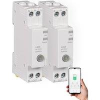 MOES WiFi Smart Relay Circuit Breaker DIN Rail - V0 Fireproof, Energy Monitoring, Remote/Timer/Voice Control via Tuya Smart App, Compatible with Alexa