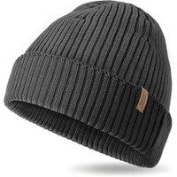 Outdoor Shaping Merino Wool Beanie for Men & Women, Unisex Daily Cuffed Plain Knit Hat, Soft Warm Winter Hat One Size Black