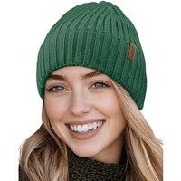 Outdoor Shaping Merino Wool Beanie for Men & Women, Unisex Daily Cuffed Plain Knit Hat, Soft Warm Winter Hat One Size Dark Green