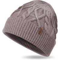 Outdoor Shaping Merino Wool Beanie, Unisex Cable Knit Hat, Daily Rib Cuff Beanie, Warm Winter Cap One Size Khaki