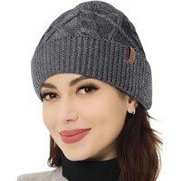 Outdoor Shaping Merino Wool Beanie, Unisex Cable Knit Hat, Daily Rib Cuff Beanie, Warm Winter Cap One Size Dark Gray