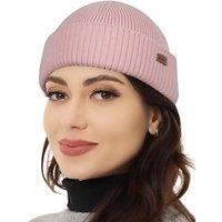 Outdoor Shaping Merino Wool Short Fisherman Beanies for Men Women, Knit Cuff Trawler Beanie Cap, Winter Warm Daily Hat One Size Light Pink