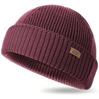 Outdoor Shaping Merino Wool Short Fisherman Beanies for Men Women, Knit Cuff Trawler Beanie Cap, Winter Warm Daily Hat One Size Burgundy