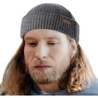 Outdoor Shaping Merino Wool Short Fisherman Beanies for Men Women, Knit Cuff Trawler Beanie Cap, Winter Warm Daily Hat One Size Dark Gray