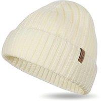Outdoor Shaping Merino Wool Beanie for Men & Women, Unisex Daily Cuffed Plain Knit Hat, Soft Warm Winter Hat One Size Off-white