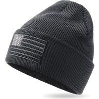 OUTDOOR SHAPING American Flag Embroidered Knit Cuffed Beanie for Men Women Tactical Winter Warm Hat One Size-M Black