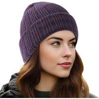 OUTDOOR SHAPING Fleece Lined Knit Cuffed Beanie Winter Hats for Women Men Soft Ski Skull Cap One Size Navy/Burgundy