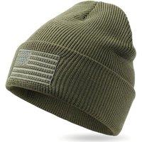 OUTDOOR SHAPING American Flag Embroidered Knit Cuffed Beanie for Men Women Tactical Winter Warm Hat M-L Army Green