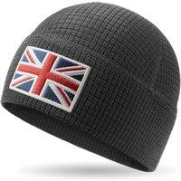 Union Jack Waffle Thermal Beanie  Recycled Polyester, Double-Layer Hem, Soft Warm Lightweight UK Flag Hat for Men & Women, Outdoor, Hiking, Running