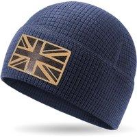 Union Jack Waffle Thermal Beanie  Recycled Polyester, Double-Layer Hem, Soft Warm Lightweight UK Flag Hat for Men & Women, Outdoor, Hiking, Running