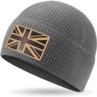 Union Jack Waffle Thermal Beanie  Recycled Polyester, Double-Layer Hem, Soft Warm Lightweight UK Flag Hat for Men & Women, Outdoor, Hiking, Running