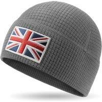 Union Jack Waffle Thermal Beanie  Recycled Polyester, Double-Layer Hem, Soft Warm Lightweight UK Flag Hat for Men & Women, Outdoor, Hiking, Running