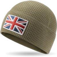 Union Jack Waffle Thermal Beanie  Recycled Polyester, Double-Layer Hem, Soft Warm Lightweight UK Flag Hat for Men & Women, Outdoor, Hiking, Running