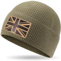Union Jack Waffle Thermal Beanie  Recycled Polyester, Double-Layer Hem, Soft Warm Lightweight UK Flag Hat for Men & Women, Outdoor, Hiking, Running