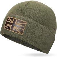 Outdoor Shaping UK Flag Tactical Beanie Recycled Fleece Material Sustainable Warm Ideal for Hiking and Tactical Use Army Green
