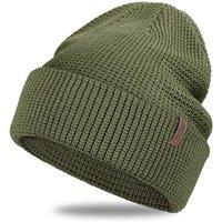 Outdoor Shaping Soft Merino Wool Blend Knit Cuffed Beanie for Men Women Winter Warm Ski Skull Caps Olive