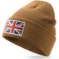 Outdoor Shaping UK Flag Embroidered Knit Cuffed Beanie for Men Women Tactical Winter Warm Hat Camel