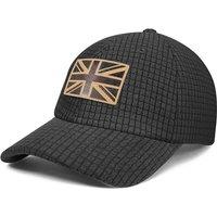 Outdoor Shaping UK Flag Embroidery Leather Patch, Grid Fleece Dad Cap Adjustable, Waffle Baseball Hat Vintage Style, Unisex Casual Cap Breathable, Out