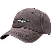 Outdoor Shaping Fish Embroidery Vintage Style, Dad Hat Soft Washed Cotton Adjustable, Baseball Cap Unstructured Casual, Unisex Classic Cap Comfortable
